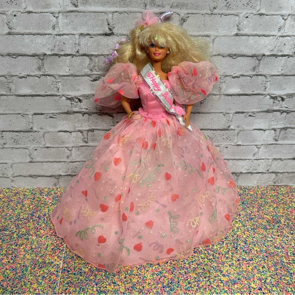 Barbie HAPPY BIRTHDAY Doll 1990 Mattel #7913 In Original Pink Party Dress Blonde